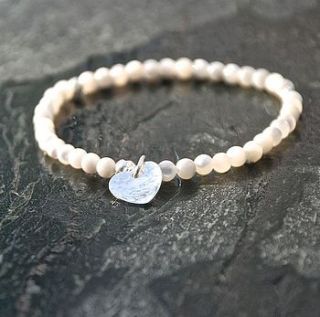 handmade heart and mother of pearl bracelet by penelopetom direct ltd