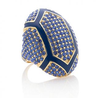 AKKAD Perfecta Blue Crystal and Enamel Dome Ring