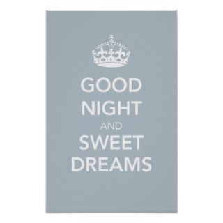 Good Night and Sweet Dreams Print   Soft Blue