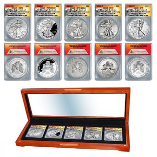 2013 ANACS "70" First Day of Issue Limited Edition of 289 5 piece Silver Eagle