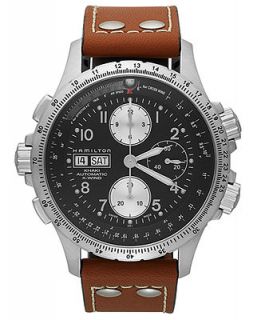 Hamilton Watch, Mens Swiss Automatic Chronograph Khaki X Wind Brown Leather Strap 44mm H77616533   Watches   Jewelry & Watches