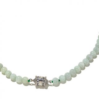 Jade of Yesteryear Jade and CZ Sterling Silver "Art Deco" 18" Bead Necklace