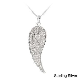 Icz Stonez 18k Gold Overlay/Sterling Silver 1 5/8ct TGW CZAngel Wing Necklace ICZ Stonez Cubic Zirconia Necklaces