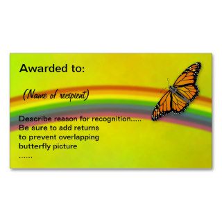 Monarchs & Rainbows "Award Cards" Business Cards