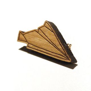 paper plane wooden brooch by vivid please
