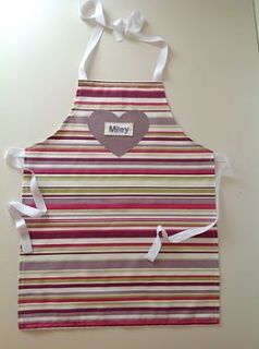 personalised child's stripe heart apron by honey on toast