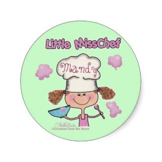 Little Miss Chef Personalize Round Stickers