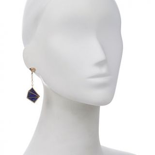 Studio Barse Geometric Blue Lapis Bronze Drop Earrings