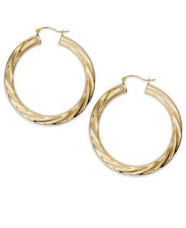 Signature Gold� Diamond Accent Big Twist Hoop Earrings in 14k Gold   Earrings   Jewelry & Watches
