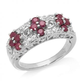 Victoria Wieck Gemstone and White Sapphire Sterling Silver Floral Cluster Ring