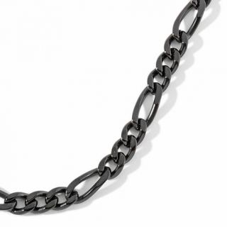 Men's Black 5.5mm Stainless Steel Figaro Link Necklace