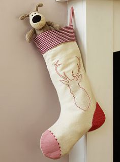 reindeer christmas stocking by lime tree interiors
