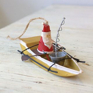 'father christmas in fishing boat' decoration by ella james