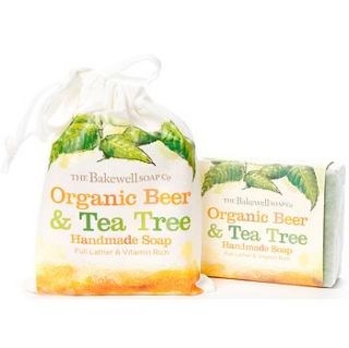 organic beer and tea tree soap and gift bag by the bakewell soap company