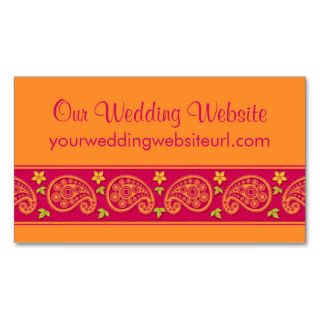 Pink Orange Paisley Floral Wedding Website Insert Business Cards