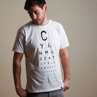 men's typographic retro eye test t shirt by victoria eggs