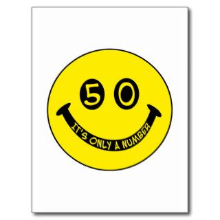50th birthday Smiley Face, It's only a number Post Card
