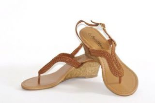 Twisted Women's Riley Braided T strap Wedge Sandal Shoes