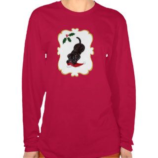 Chocolate Labrador Puppy & Santa Hat Christmas Tee Shirt