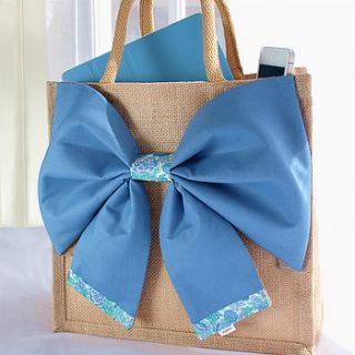 elysian liberty art fabric big bow tote bag by naive textile art