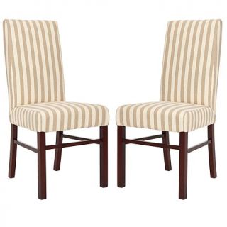 Safavieh Set of 2 Classic Side Chairs   Taupe and White Stripe