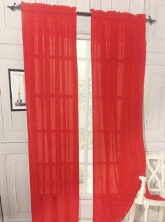 Single Panel Red Sheer Curtain   Window Treatment Sheers