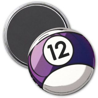 Comic Style Number 12 Billiards Ball Magnet