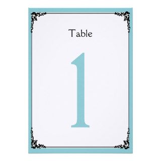 Robin Egg Blue Posh Wedding Table Number Personalized Invitations
