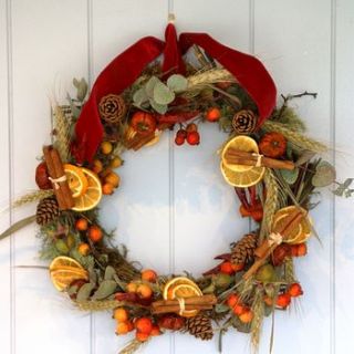 "rustic country"  dried christmas wreath by the artisan dried flower company