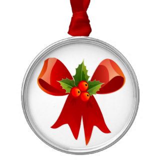 MERRY CHRISTMAS RED BOW ORNAMENT