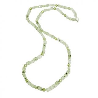 9 9.5mm Green Cultured Freshwater Pearl and Green Garnet Sterling Silver 50" Ne