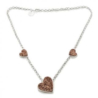 ChristineDarren Rose Drusy Heart Station 18" Necklace