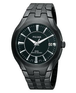 Pulsar Watch, Mens Black Ion Plated Stainless Steel Bracelet 40mm PXHA27   Watches   Jewelry & Watches