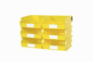 Triton Products 3 235YWS LocBin 8 Piece Wall Storage Unit with 10 7/8 Inch L x 11 Inch W x 5 Inch H Yellow Interlocking Poly Bins, 6 CT, Wall Mount Rails 8 3/4 Inch L with Hardware, 2 pk   Storage Lockers  
