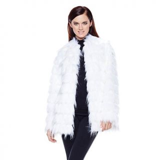 A by Adrienne Landau Modern Textured Faux Fur Coat