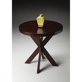 Rich Wood Finish Accent Table with Transverse X Legs
