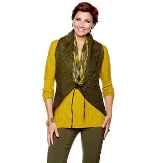 MarlaWynne Ribbed Knit Tie Front Cocoon Vest