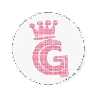 CROWN INITIAL PINK G STICKERS