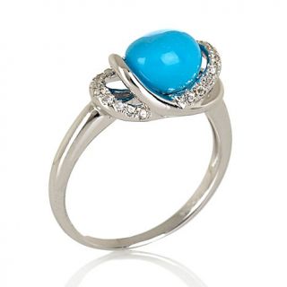 Heritage Gems Sleeping Beauty Turquoise and White Topaz Sterling Silver Ring