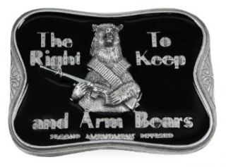 Pewter Belt Buckle   The Right To Keep and Arm Bears   Pewter Belt Buckle Clothing