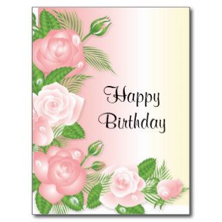Happy Birthday  Sweet Pink Roses Floral Post Card