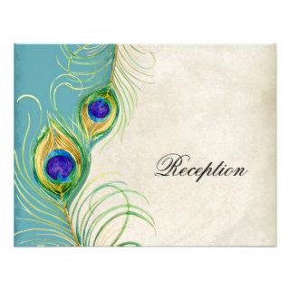 Peacock Feathers Reception Invitation Card