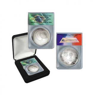 2014 PR69 DCAM ANACS FDOI LE 584 FIFA World Cup Brazil Sterling Silver 10 Euro