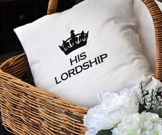 'lord or lady of the manor' cushion by iredale towers