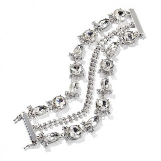 Universal Vault Clear Stone and Crystal Silvertone Link Bracelet