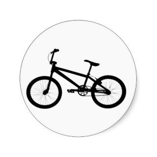 BMX Bike Silhouette Round Stickers