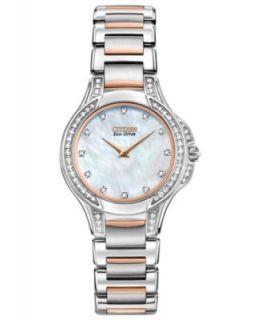 Citizen Womens Signature Quattro Eco Drive Diamond (1/2 ct. t.w.) Two Tone Stainless Steel Bracelet Watch 29mm EW2066 58D   Watches   Jewelry & Watches
