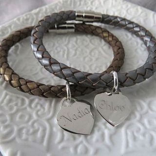 personalised sterling silver and leather bracelet by hurley burley