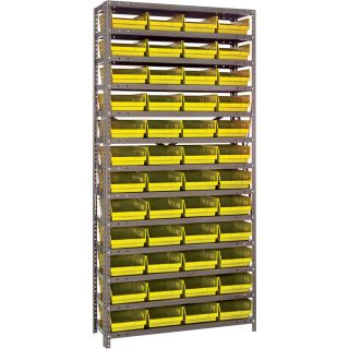 Quantum Storage 48 Bin Shelf Unit — 12in. x 36in. x 75in. Rack Size, Yellow  Single Side Bin Units