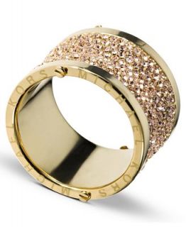 Michael Kors Gold Tone Pave Barrel Ring   Fashion Jewelry   Jewelry & Watches